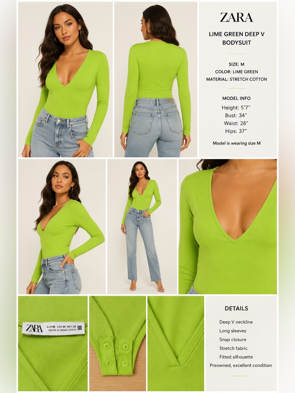 💚 Zara Lime Green Bodysuit | Size Medium